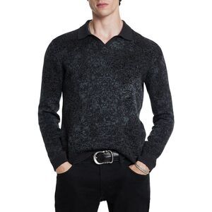 John Varvatos Mens  Oliver Jacquard Sweater, Grey